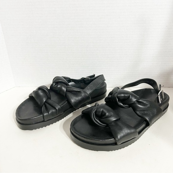 HUSH Naxos Leather Knotted Strapped Sandals Molded Footbed Sling Backs Blacks 🖤 - Picture 5 of 11